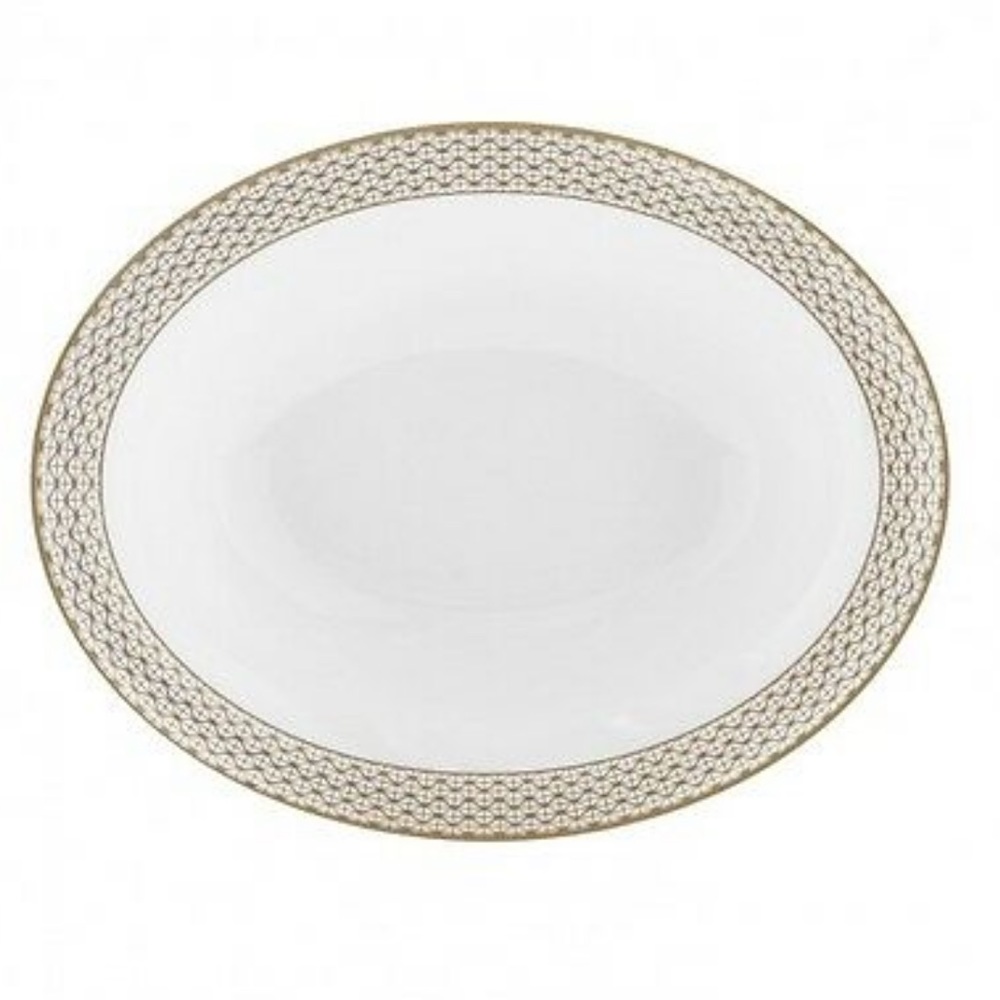 NWT Waterford Bone China Lismore Diamond Gold Vegetable Bowl Dish